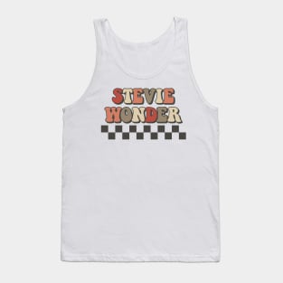 Stevie Wonder Checkered Retro Groovy Style Tank Top